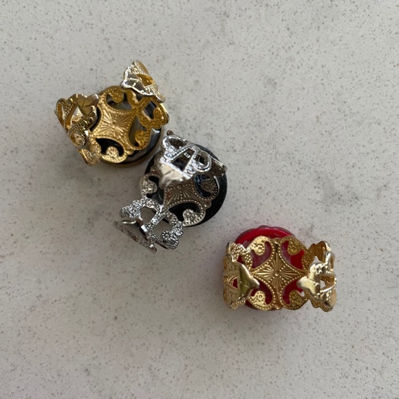 Lot of 3 Vintage Button Rings - Picture 3 of 4